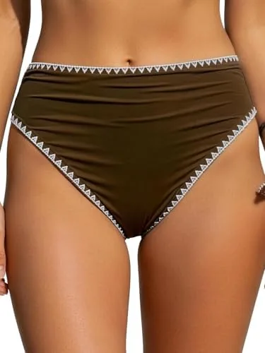 rosefly bathing suits for women bikini bottom high waisted textured whip stitch trim triangle vintage retro bikini set 2026 summer beach poolside apparel womens swimsuit swimwear l